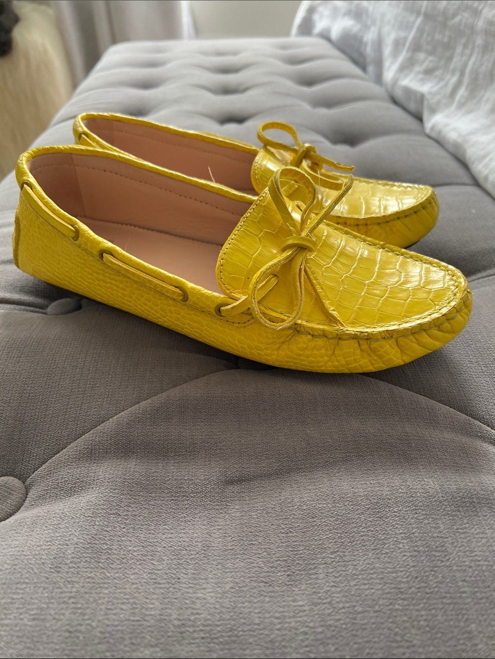 J. Crew Diving Moccasin in Croc-Embossed Leather Size 8.5 EUC - Picture 2 of 6